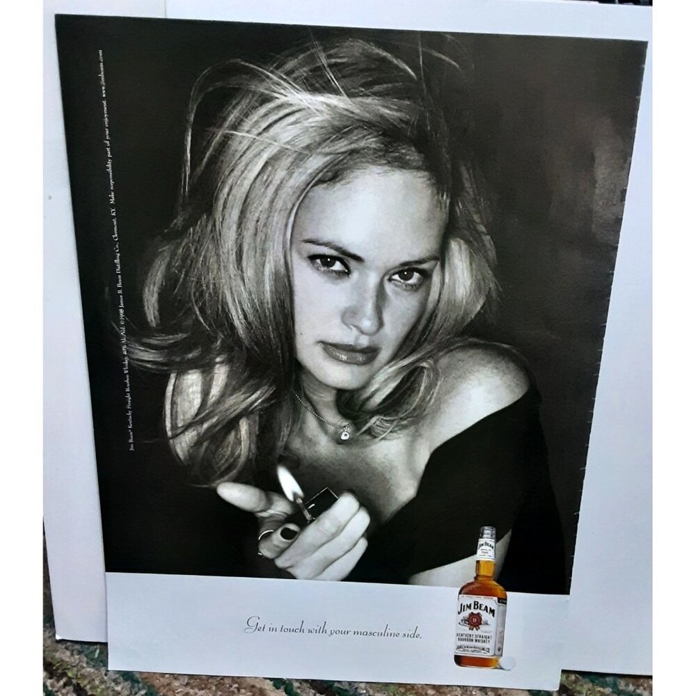 1998 Jim Beam Whiskey Get In Touch Masculine Side Original Print Ad